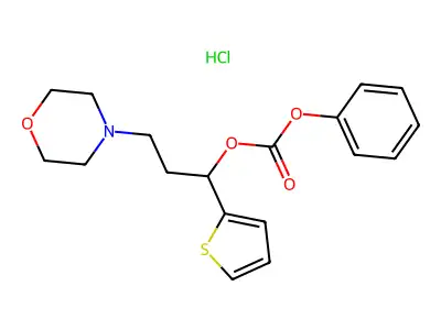 Carbonic acid, (alpha-(2-morpholinoethyl)-2-thenyl) phenyl ester, hydrochloride structure