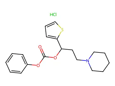 Phenyl (alpha-(2-piperidinoethyl)-2-thenyl) carbonate hydrochloride structure