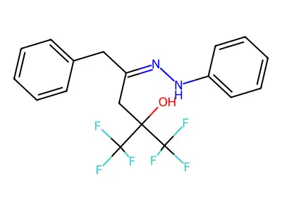 4-Pentanone, 2-hydroxy-5-phenyl-1,1,1-trifluoro-2-(trifluoromethyl)-, phenylhydrazone structure