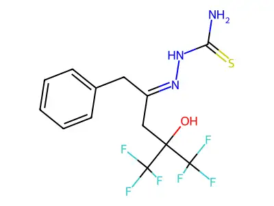 1,1,1-Trifluoro-2-hydroxy-5-phenyl-2-(trifluoromethyl)-4-pentanone, thiosemicarbazone structure