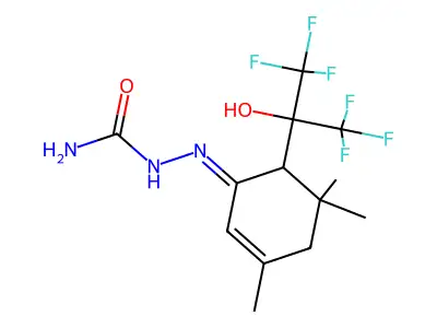 Hydrazinecarboxamide,2-[3,5,5-trimethyl-6-[2,2,2-trifluoro-1-hydroxy-1-(trifluoromethyl)ethyl]-2-cyclohexen-1-ylidene]- structure