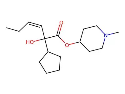 Cyclopentaneglycolic acid, alpha-(1-butenyl)-, 1-methyl-4-piperidyl ester, (Z)- structure
