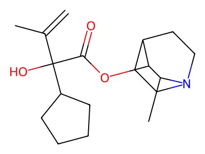 Cyclopentaneglycolic acid, alpha-isopropenyl-, 2-methyl-3-quinuclidinyl ester structure