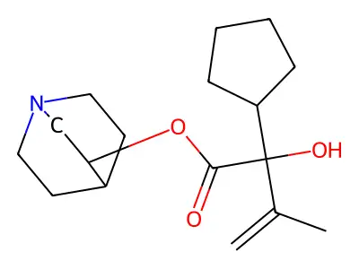 Cyclopentaneglycolic acid, alpha-isopropenyl-, 3-quinuclidinyl ester structure
