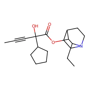 Cyclopentaneglycolic acid, alpha-(1-propynyl)-, 2-ethyl-3-quinuclidinyl ester structure
