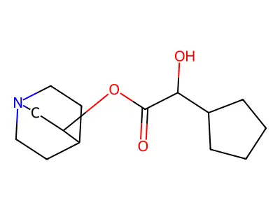 Cyclopentaneglycolic acid, 3-quinuclidinyl ester structure