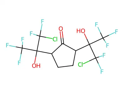2,5-Bis(1-chloro-1,1,3,3,3-pentafluoro-2-hydroxypropan-2-yl)cyclopentan-1-one structure