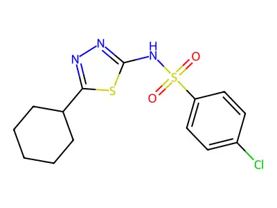 4-chloro-N-(5-cyclohexyl-1,3,4-thiadiazol-2-yl)benzenesulfonamide structure