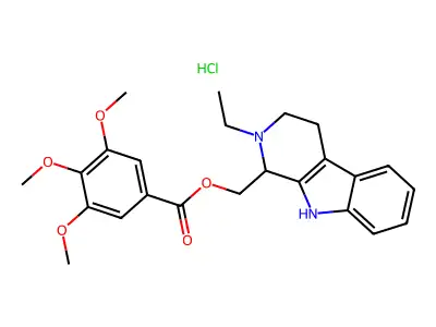 1-(3,4,5-Trimethoxybenzoyloxymethyl)-2-ethyl-1,2,3,4-tetrahydronorharmane hydrochloride structure