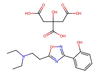 Phenol, o-(5-(2-(diethylamino)ethyl)-1,2,4-oxadiazol-3-yl)-, citrate structure