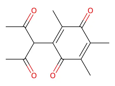 2,5-Cyclohexadiene-1,4-dione, 2-(1-acetyl-2-oxopropyl)-3,5,6-trimethyl- structure