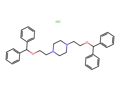 Piperazine, 1,4-bis(2-(diphenylmethoxy)ethyl)-, hydrochloride structure