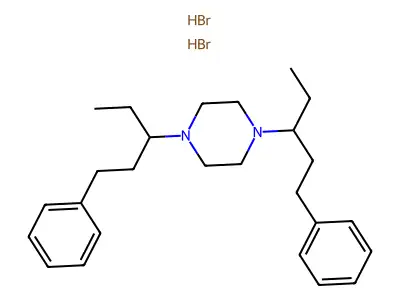 1,4-Bis(1-phenylpentan-3-yl)piperazine--hydrogen bromide (1/2) structure