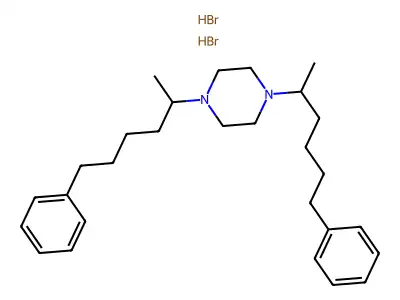 Piperazine, 1,4-bis(1-methyl-5-phenylpentyl)-, dihydrobromide structure