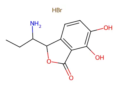 Phthalide, 3-(1-aminopropyl)-6,7-dihydroxy-, hydrobromide structure