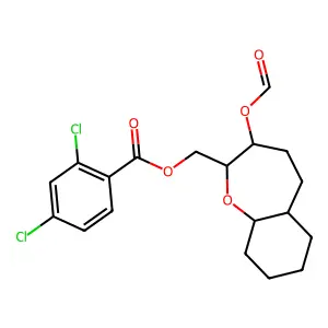 Benzoic acid, 2,4-dichloro-, (3-(formyloxy)decahydro-1-benzoxepin-2-yl)methyl ester, (2alpha,3beta,5aalpha,9abeta)- structure