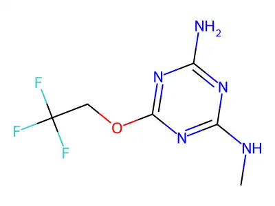 N-methyl-6-(2,2,2-trifluoroethoxy)-1,3,5-triazine-2,4-diamine structure