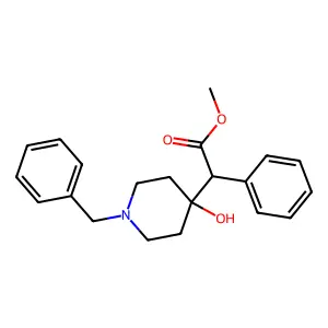4-Piperidineacetic acid, 1-benzyl-4-hydroxy-alpha-phenyl-, methyl ester structure