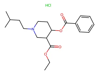 Benzoic acid, 1-isopentyl-3-carbethoxy-4-piperidyl ester hydrochloride structure