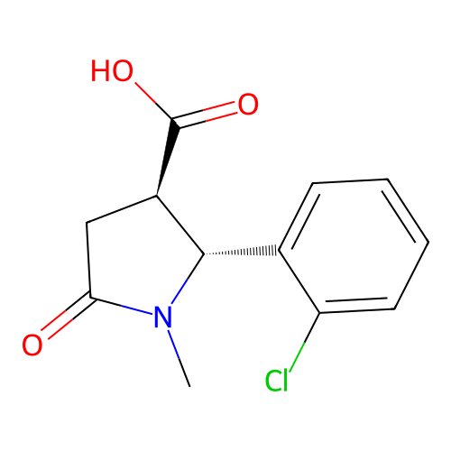 (2R,3R)-2-(2-chlorophenyl)-1-methyl-5-oxopyrrolidine-3-carboxylic acid structure