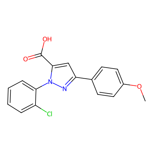 1-(2-Chlorophenyl)-3-(4-methoxyphenyl)-1H-pyrazole-5-carboxylic acid structure