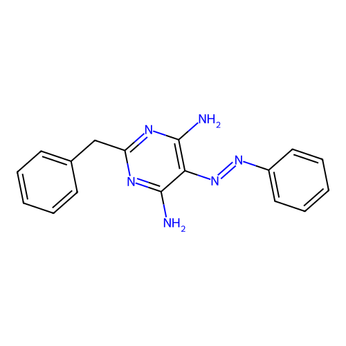 2-Benzyl-5-phenyldiazenylpyrimidine-4,6-diamine structure
