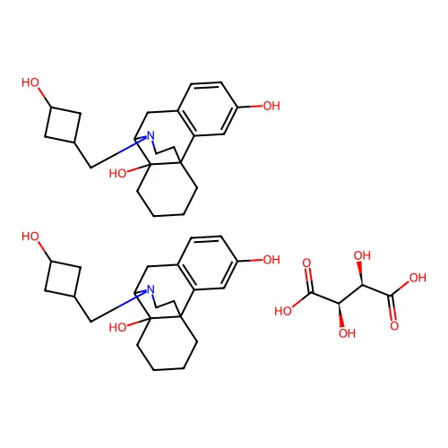(2R,3R)-2,3-二羟基丁二酸;双(17-[(3-羟基环丁基)甲基]-17-氮杂四环[7.5.3.01,10.02,7]十七-2(7),3,5-三烯-4,10-二醇) structure