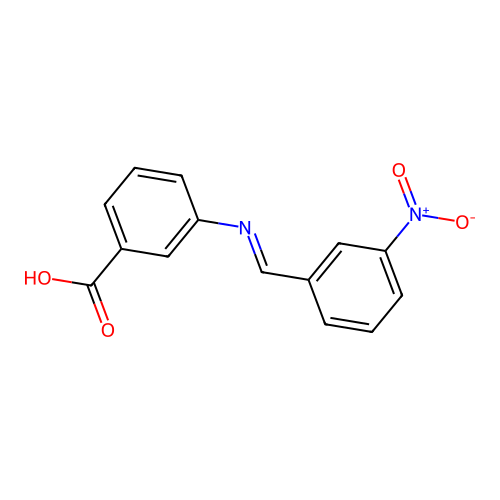 3-[(1E)-2-(3-nitrophenyl)-1-azavinyl]benzoic acid structure