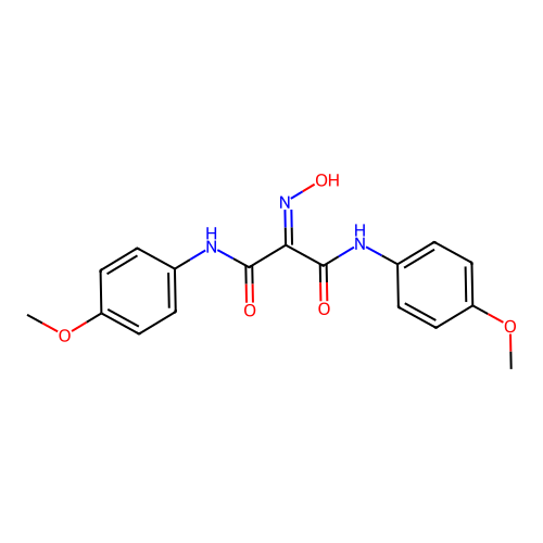 2-(hydroxyimino)-N,N'-bis(4-methoxyphenyl)propanediamide structure
