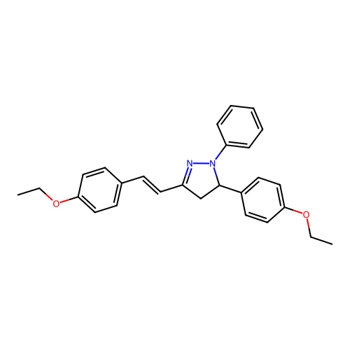 (E)-5-(4-ethoxyphenyl)-3-(4-ethoxystyryl)-1-phenyl-4,5-dihydro-1H-pyrazole structure