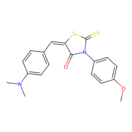 (E)-5-(4-(dimethylamino)benzylidene)-3-(4-methoxyphenyl)-2-thioxothiazolidin-4-one structure