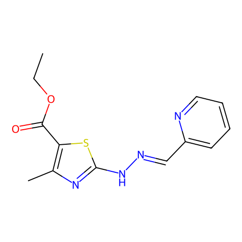 (E)-ethyl 4-methyl-2-(2-(pyridin-2-ylmethylene)hydrazinyl)thiazole-5-carboxylate structure