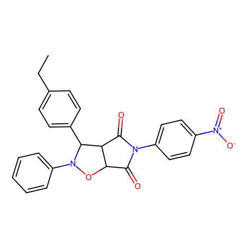 3-(4-ethylphenyl)-5-(4-nitrophenyl)-2-phenyl-3a,6a-dihydro-3H-pyrrolo[3,4-d][1,2]oxazole-4,6-dione structure