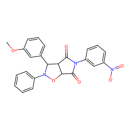 3-(3-methoxyphenyl)-5-(3-nitrophenyl)-2-phenyl-3a,6a-dihydro-3H-pyrrolo[3,4-d][1,2]oxazole-4,6-dione structure