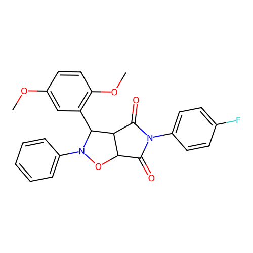 3-(2,5-dimethoxyphenyl)-5-(4-fluorophenyl)-2-phenyl-3a,6a-dihydro-3H-pyrrolo[3,4-d][1,2]oxazole-4,6-dione structure