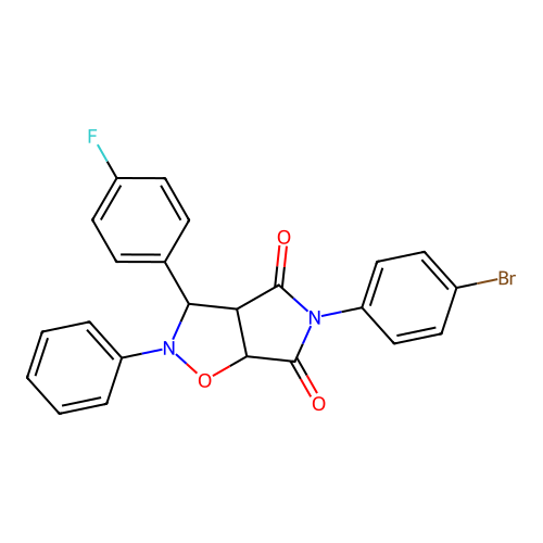 3-(4-bromophenyl)-8-(4-fluorophenyl)-7-phenyl-6-oxa-3,7-diazabicyclo[3.3.0]octane-2,4-dione structure