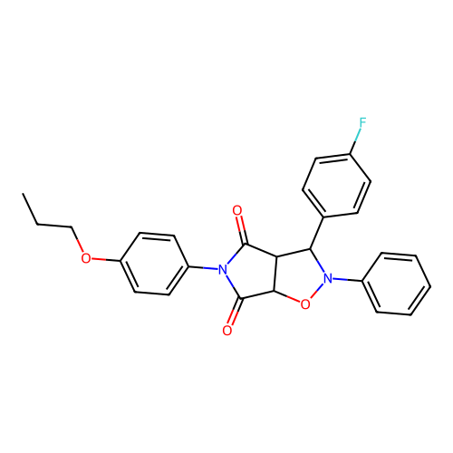 3-(4-fluorophenyl)-2-phenyl-5-(4-propoxyphenyl)-3a,6a-dihydro-3H-pyrrolo[3,4-d][1,2]oxazole-4,6-dione structure