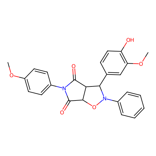 3-(4-hydroxy-3-methoxyphenyl)-5-(4-methoxyphenyl)-2-phenyl-3a,6a-dihydro-3H-pyrrolo[3,4-d][1,2]oxazole-4,6-dione structure