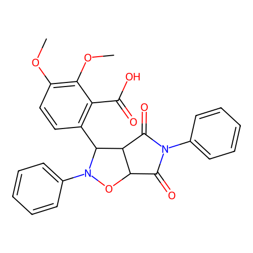 6-(2,4-dioxo-3,7-diphenyl-6-oxa-3,7-diazabicyclo[3.3.0]oct-8-yl)-2,3-dimethoxy-benzoic Acid structure