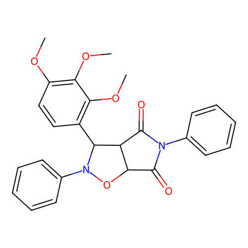 3,7-diphenyl-8-(2,3,4-trimethoxyphenyl)-6-oxa-3,7-diazabicyclo[3.3.0]octane-2,4-dione structure