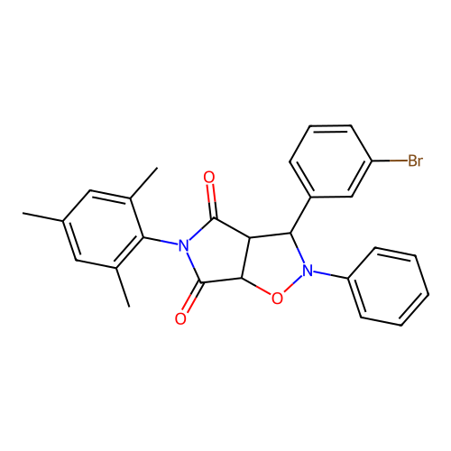 3-(3-bromophenyl)-5-mesityl-2-phenyldihydro-2H-pyrrolo[3,4-d]isoxazole-4,6(5H,6aH)-dione structure