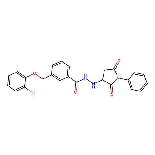 3-[(2-chlorophenoxy)methyl]-N'-(2,5-dioxo-1-phenylpyrrolidin-3-yl)benzohydrazide structure