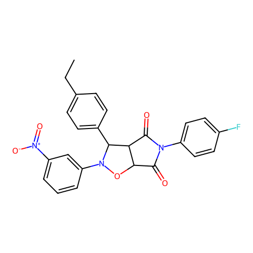 3-(4-ethylphenyl)-5-(4-fluorophenyl)-2-(3-nitrophenyl)-3a,6a-dihydro-3H-pyrrolo[3,4-d][1,2]oxazole-4,6-dione structure