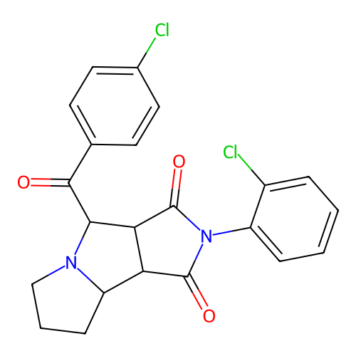 2-(2-chlorophenyl)-4-[(4-chlorophenyl)carbonyl]hexahydropyrrolo[3,4-a]pyrrolizine-1,3(2H,4H)-dione structure