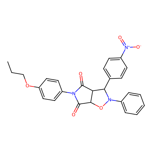 3-(4-nitrophenyl)-2-phenyl-5-(4-propoxyphenyl)-3a,6a-dihydro-3H-pyrrolo[3,4-d][1,2]oxazole-4,6-dione structure