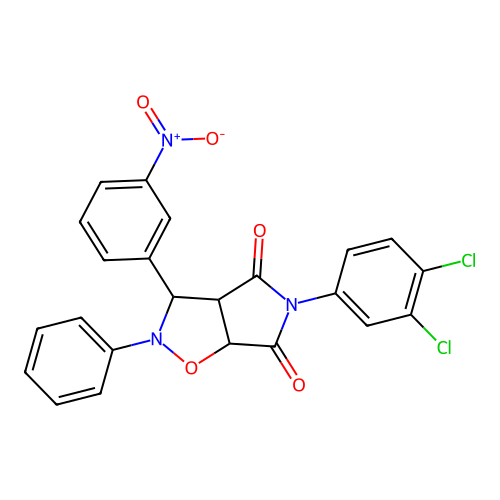 3-(3,4-dichlorophenyl)-8-(3-nitrophenyl)-7-phenyl-6-oxa-3,7-diazabicyclo[3.3.0]octane-2,4-dione structure
