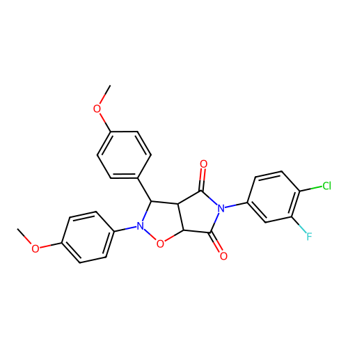 5-(4-chloro-3-fluorophenyl)-2,3-bis(4-methoxyphenyl)-3a,6a-dihydro-3H-pyrrolo[3,4-d][1,2]oxazole-4,6-dione structure