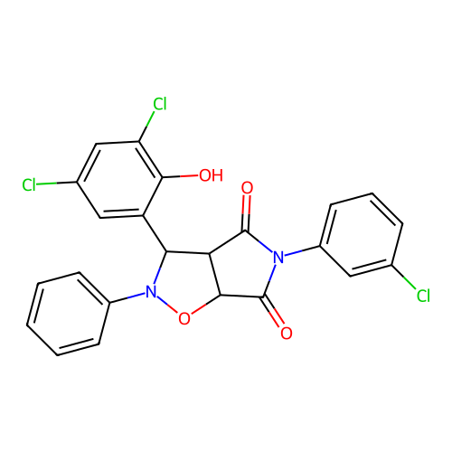 5-(3-chlorophenyl)-3-(3,5-dichloro-2-hydroxyphenyl)-2-phenyl-3a,6a-dihydro-3H-pyrrolo[3,4-d][1,2]oxazole-4,6-dione structure