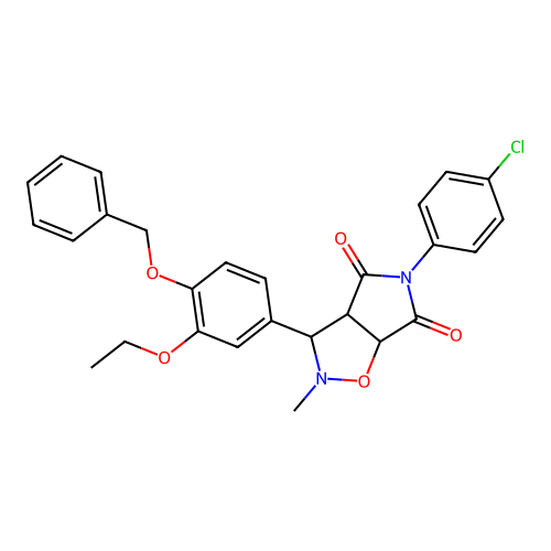 3-(4-(benzyloxy)-3-ethoxyphenyl)-5-(4-chlorophenyl)-2-methyldihydro-2H-pyrrolo[3,4-d]isoxazole-4,6(5H,6aH)-dione structure