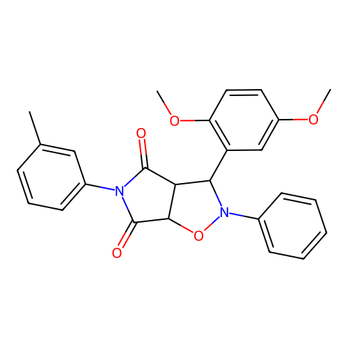 3-(2,5-dimethoxyphenyl)-2-phenyl-5-(m-tolyl)dihydro-2H-pyrrolo[3,4-d]isoxazole-4,6(5H,6aH)-dione structure